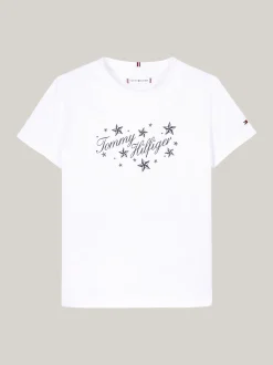 Topy I T-Shirty*Tommy Hilfiger T-shirt Z Kaligrafowanym Logo Tommy WHITE