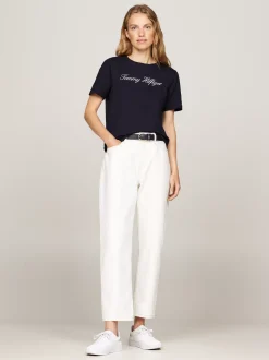 T-Shirty*Tommy Hilfiger T-shirt Z Kaligrafowanym Logo NOS DESERT SKY
