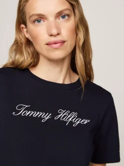 T-Shirty*Tommy Hilfiger T-shirt Z Kaligrafowanym Logo NOS DESERT SKY
