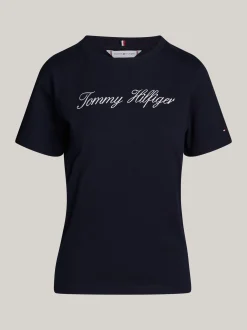 T-Shirty*Tommy Hilfiger T-shirt Z Kaligrafowanym Logo NOS DESERT SKY