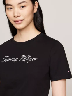 T-Shirty*Tommy Hilfiger T-shirt Z Kaligrafowanym Logo NOS BLACK