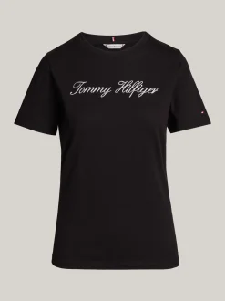 T-Shirty*Tommy Hilfiger T-shirt Z Kaligrafowanym Logo NOS BLACK