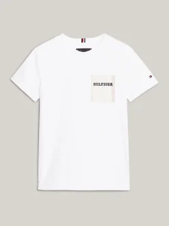 T-Shirty I Koszulki Polo*Tommy Hilfiger T-shirt Z Kieszenią W Kratę I Logo WHITE