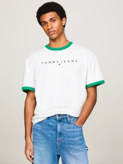 T-Shirty*Tommy Hilfiger T-shirt Z Kontrastowym Wykończeniem I Logo ANCIENT WHITE