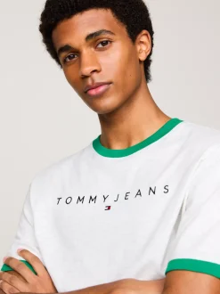T-Shirty*Tommy Hilfiger T-shirt Z Kontrastowym Wykończeniem I Logo ANCIENT WHITE