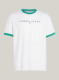 T-Shirty*Tommy Hilfiger T-shirt Z Kontrastowym Wykończeniem I Logo ANCIENT WHITE