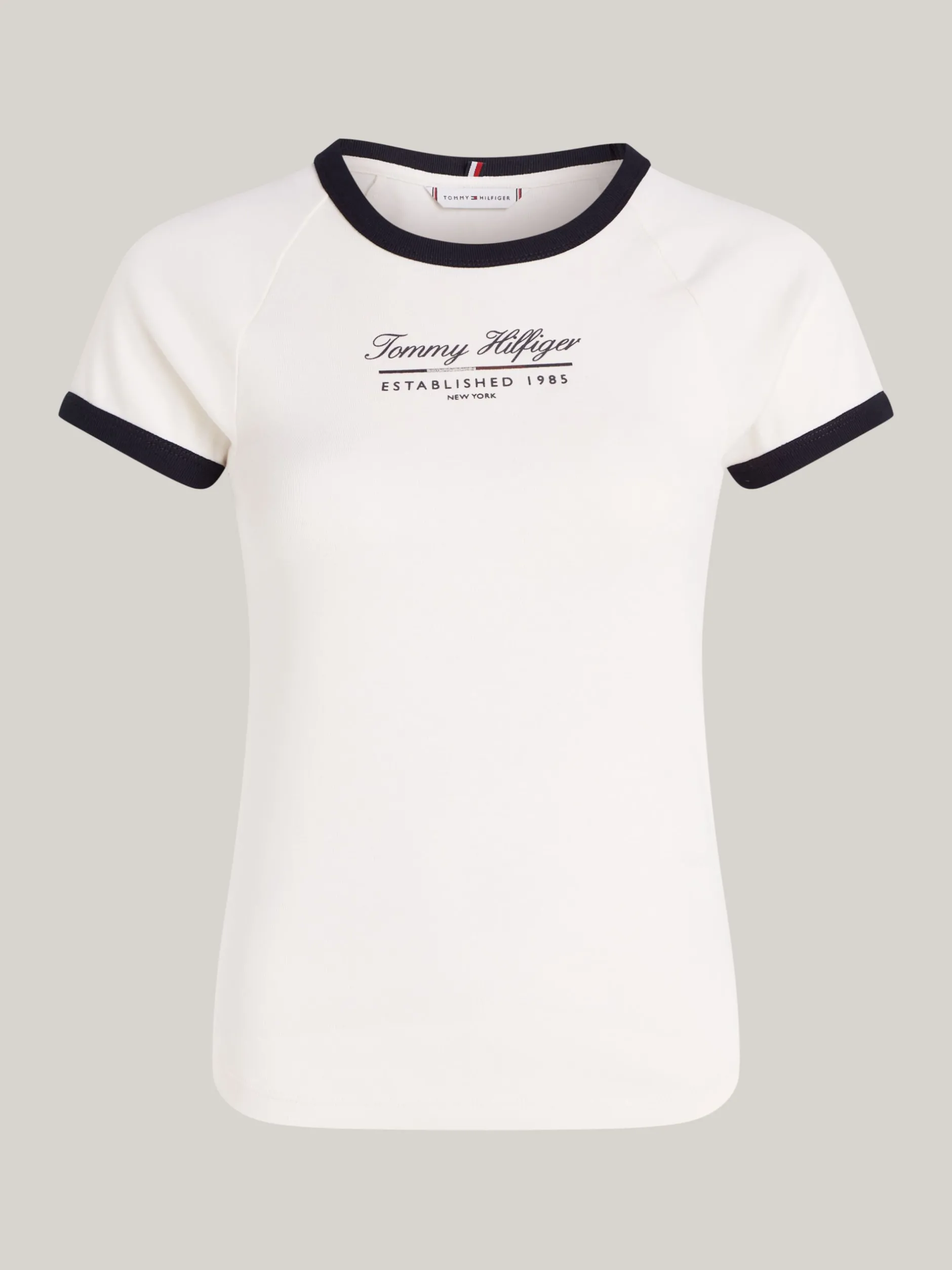 T-Shirty*Tommy Hilfiger T-shirt Z Kontrastowym Wykończeniem I Logo ANCIENT WHITE