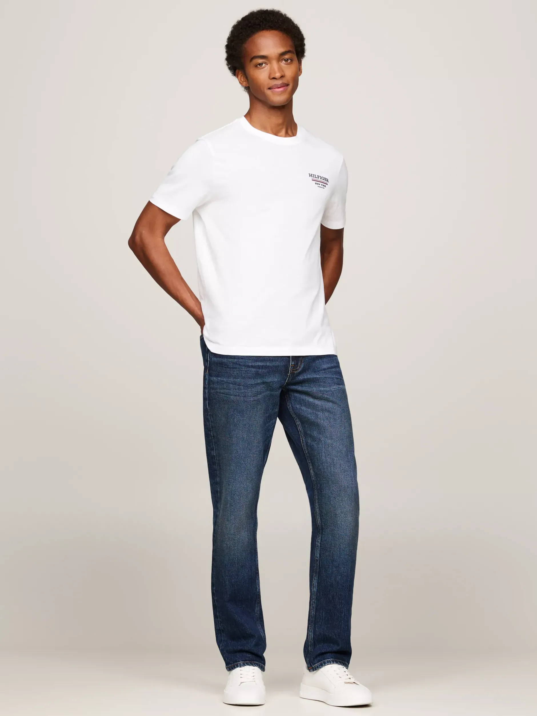 T-Shirty*Tommy Hilfiger T-shirt Z Logo Global Stripe WHITE