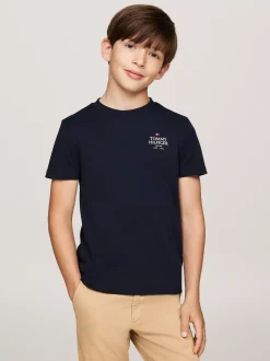 T-Shirty I Koszulki Polo*Tommy Hilfiger T-shirt Z Logo Hilfiger I Okrągłym Dekoltem DESERT SKY