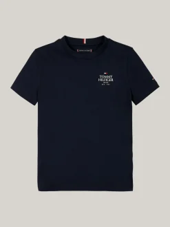 T-Shirty I Koszulki Polo*Tommy Hilfiger T-shirt Z Logo Hilfiger I Okrągłym Dekoltem DESERT SKY