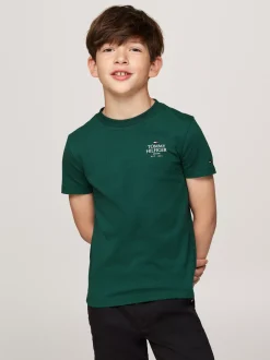 T-Shirty I Koszulki Polo*Tommy Hilfiger T-shirt Z Logo Hilfiger I Okrągłym Dekoltem ORNAMENTAL GREEN