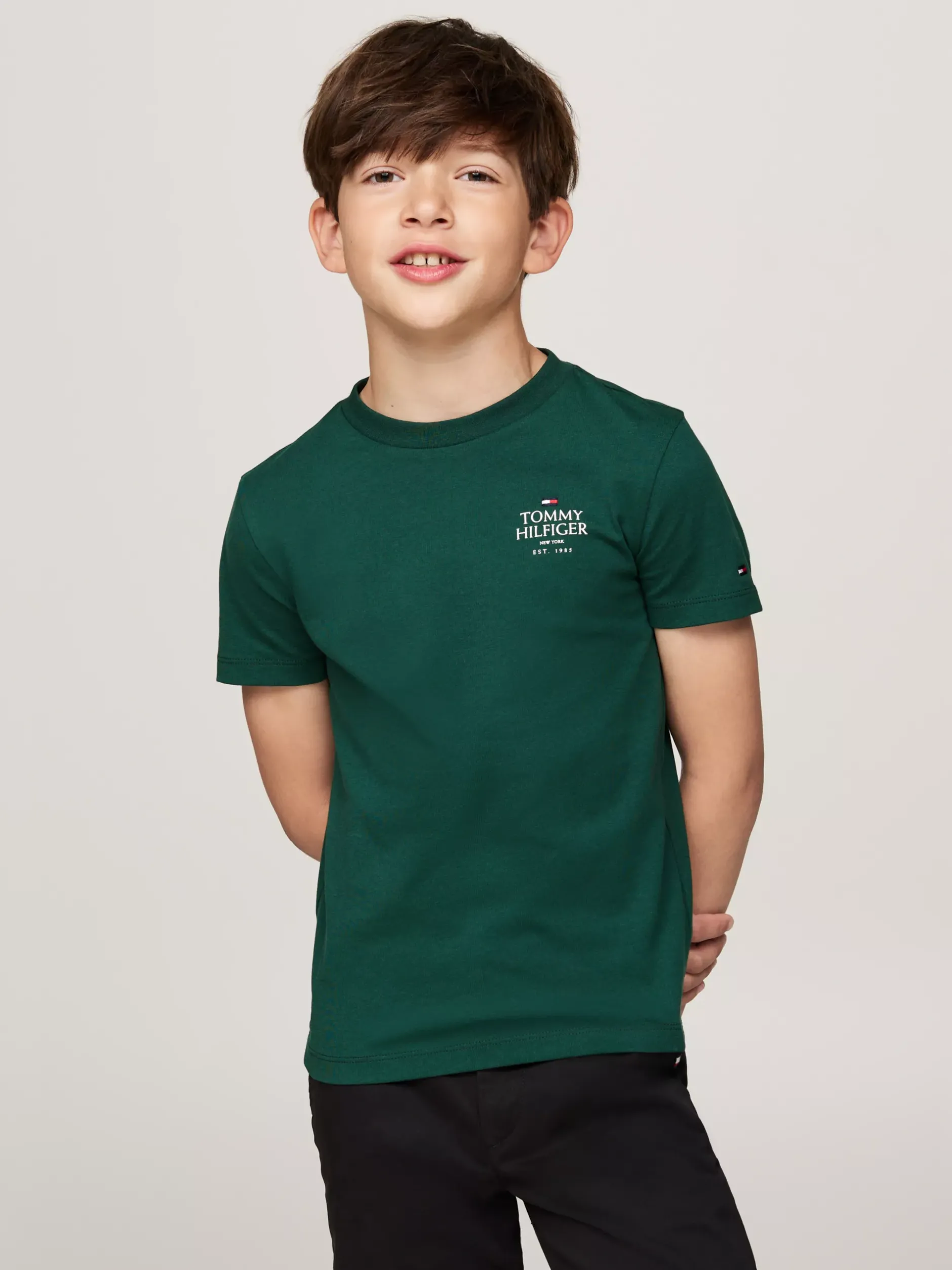 T-Shirty I Koszulki Polo*Tommy Hilfiger T-shirt Z Logo Hilfiger I Okrągłym Dekoltem ORNAMENTAL GREEN
