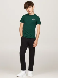 T-Shirty I Koszulki Polo*Tommy Hilfiger T-shirt Z Logo Hilfiger I Okrągłym Dekoltem ORNAMENTAL GREEN