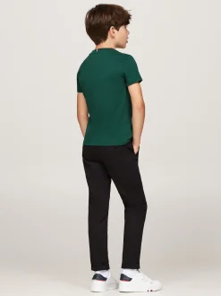 T-Shirty I Koszulki Polo*Tommy Hilfiger T-shirt Z Logo Hilfiger I Okrągłym Dekoltem ORNAMENTAL GREEN