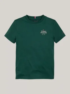 T-Shirty I Koszulki Polo*Tommy Hilfiger T-shirt Z Logo Hilfiger I Okrągłym Dekoltem ORNAMENTAL GREEN