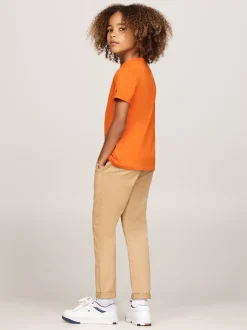 T-Shirty I Koszulki Polo*Tommy Hilfiger T-shirt Z Logo Hilfiger I Okrągłym Dekoltem ORANGE THUNDER