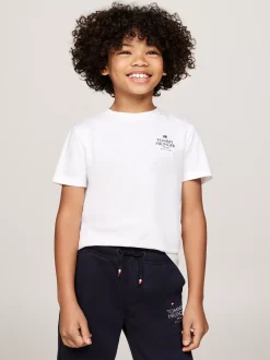 T-Shirty I Koszulki Polo*Tommy Hilfiger T-shirt Z Logo Hilfiger I Okrągłym Dekoltem WHITE