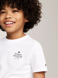 T-Shirty I Koszulki Polo*Tommy Hilfiger T-shirt Z Logo Hilfiger I Okrągłym Dekoltem WHITE