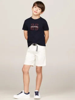 T-Shirty I Koszulki Polo*Tommy Hilfiger T-shirt Z Logo Hilfiger Wykonanym Czcionką Monotypową DESERT SKY