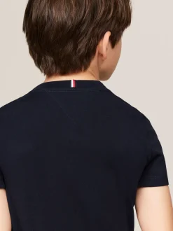 T-Shirty I Koszulki Polo*Tommy Hilfiger T-shirt Z Logo Hilfiger Wykonanym Czcionką Monotypową DESERT SKY