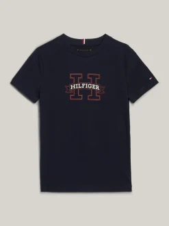 T-Shirty I Koszulki Polo*Tommy Hilfiger T-shirt Z Logo Hilfiger Wykonanym Czcionką Monotypową DESERT SKY