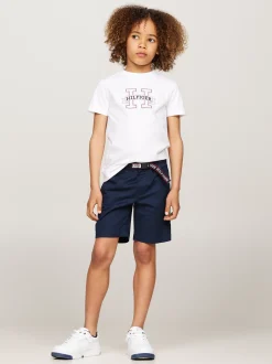 T-Shirty I Koszulki Polo*Tommy Hilfiger T-shirt Z Logo Hilfiger Wykonanym Czcionką Monotypową WHITE