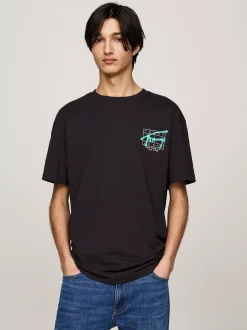 T-Shirty*Tommy Hilfiger T-shirt Z Logo W Stylu Graffiti BLACK