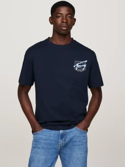 T-Shirty*Tommy Hilfiger T-shirt Z Logo W Stylu Graffiti DARK NIGHT NAVY