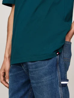 T-Shirty*Tommy Hilfiger T-shirt Z Logo W Stylu Graffiti DEEP SEAWATER