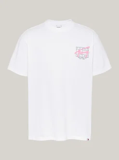 T-Shirty*Tommy Hilfiger T-shirt Z Logo W Stylu Graffiti WHITE