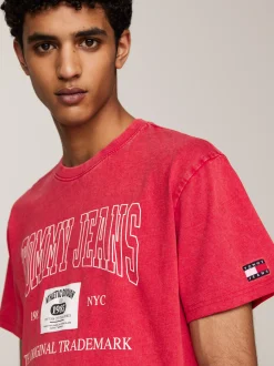 T-Shirty*Tommy Hilfiger T-shirt Z Logo W Stylu Retro DEEP CRIMSON