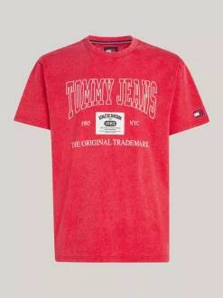 T-Shirty*Tommy Hilfiger T-shirt Z Logo W Stylu Retro DEEP CRIMSON