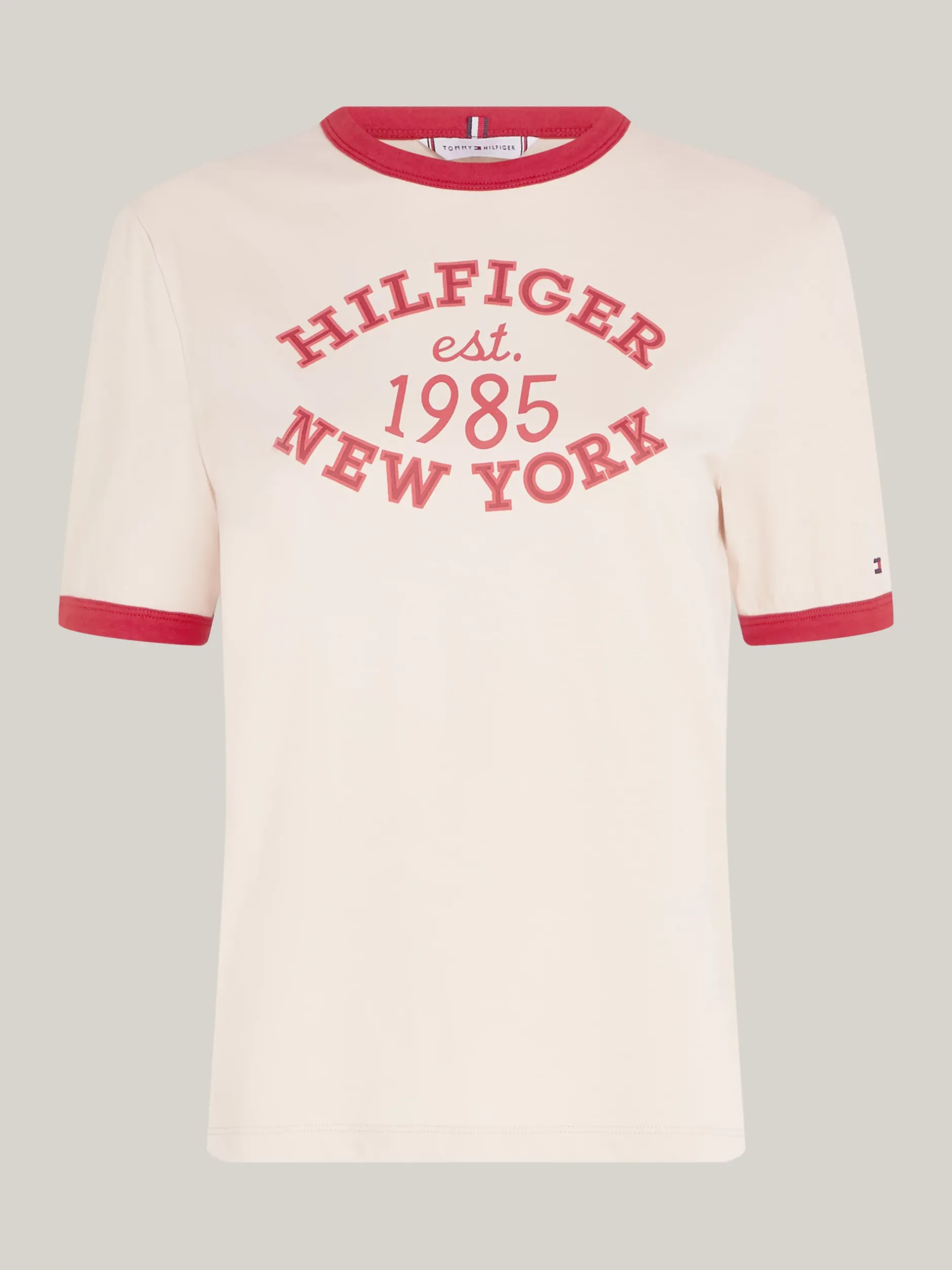 T-Shirty*Tommy Hilfiger T-shirt Z Logo W Uczelnianym Stylu CLASSIC BEIGE