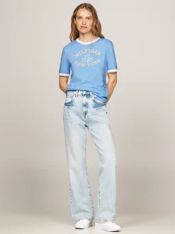 T-Shirty*Tommy Hilfiger T-shirt Z Logo W Uczelnianym Stylu VESSEL BLUE