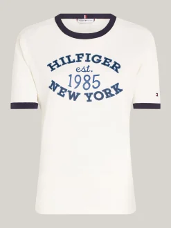 T-Shirty*Tommy Hilfiger T-shirt Z Logo W Uczelnianym Stylu ANCIENT WHITE
