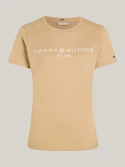 T-Shirty*Tommy Hilfiger T-shirt Z Logo Z Flagą Curve CLASSIC KHAKI