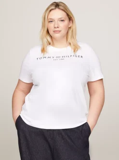 T-Shirty*Tommy Hilfiger T-shirt Z Logo Z Flagą Curve TH OPTIC WHITE