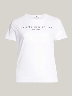 T-Shirty*Tommy Hilfiger T-shirt Z Logo Z Flagą Curve TH OPTIC WHITE