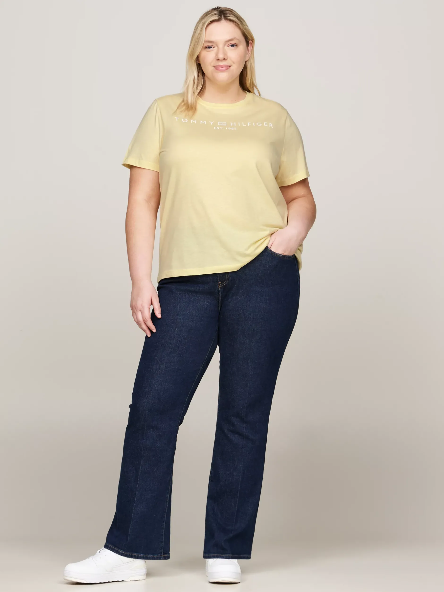 T-Shirty*Tommy Hilfiger T-shirt Z Logo Z Flagą Curve LEMON ZEST