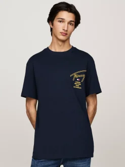 T-Shirty*Tommy Hilfiger T-shirt Z Logo Z Podpisem Z Tyłu DARK NIGHT NAVY