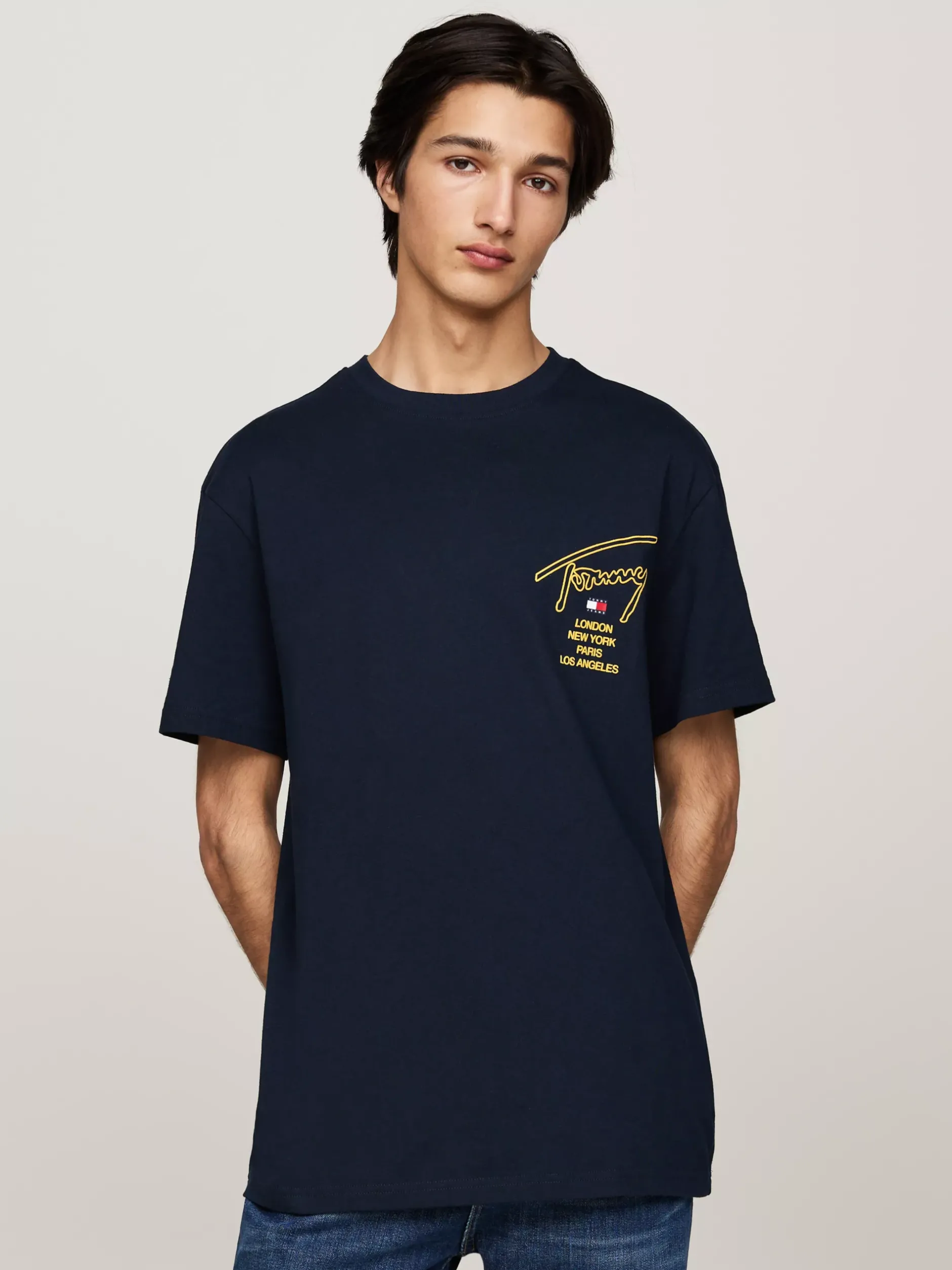 T-Shirty*Tommy Hilfiger T-shirt Z Logo Z Podpisem Z Tyłu DARK NIGHT NAVY