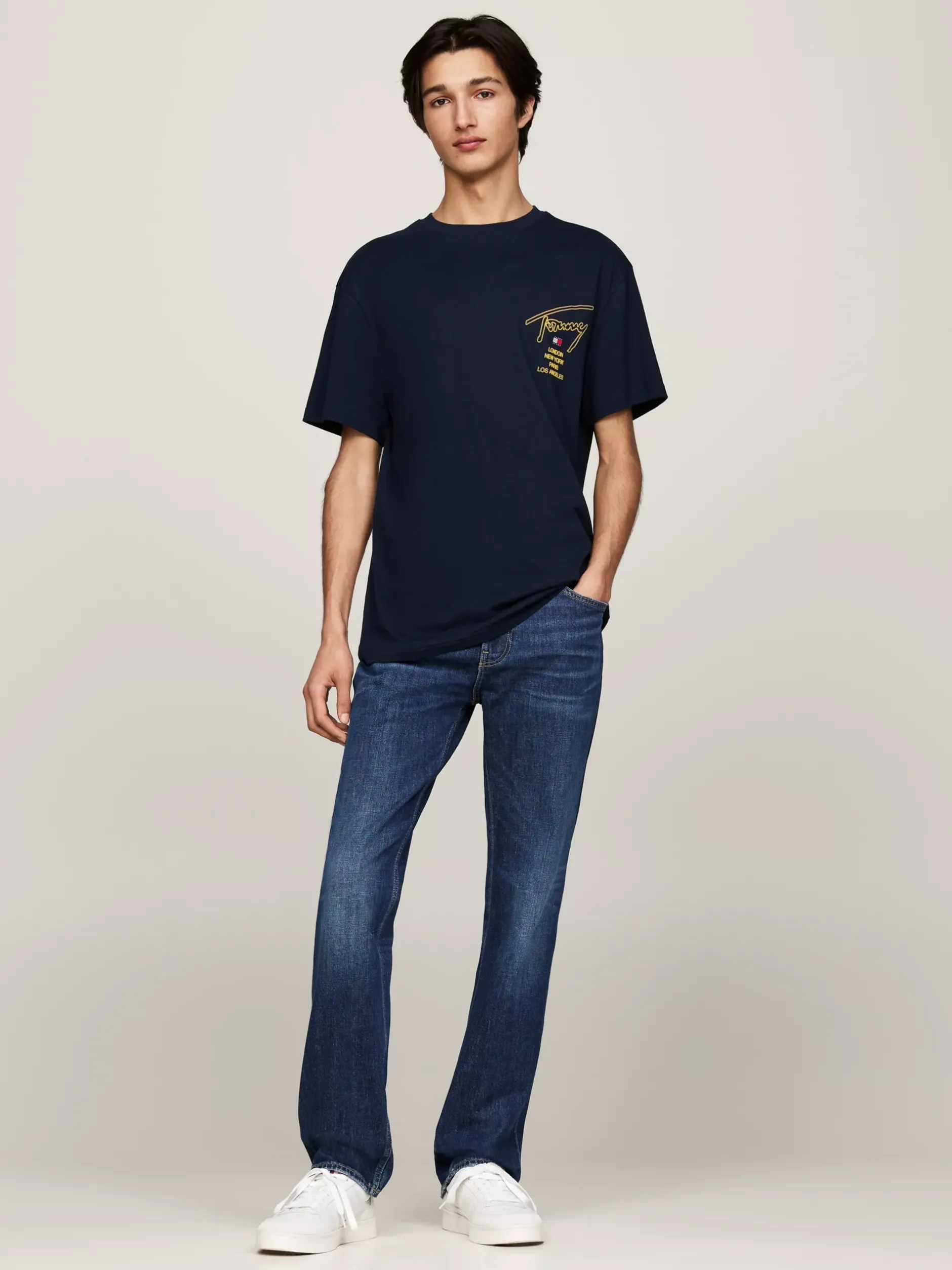 T-Shirty*Tommy Hilfiger T-shirt Z Logo Z Podpisem Z Tyłu DARK NIGHT NAVY