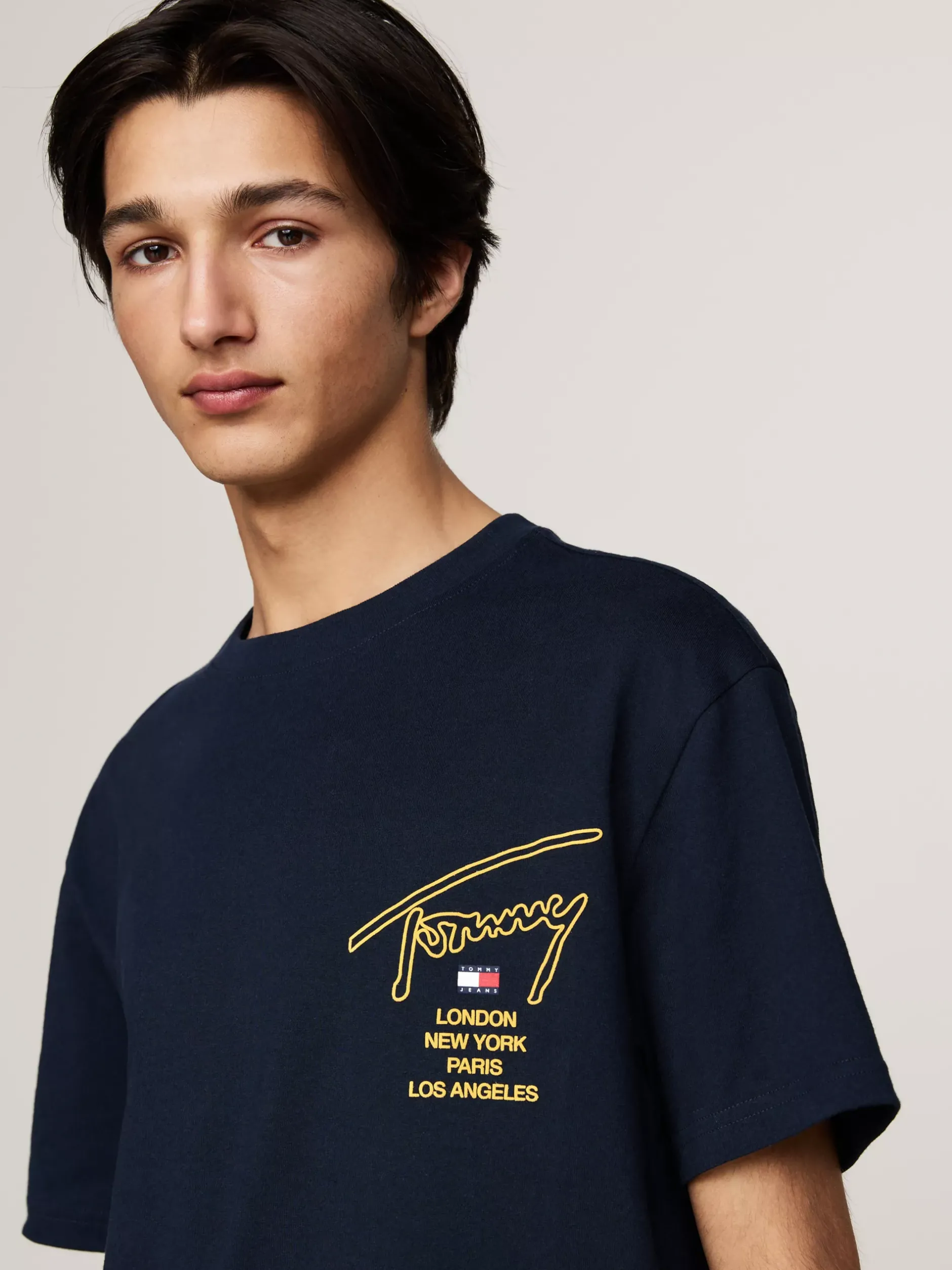 T-Shirty*Tommy Hilfiger T-shirt Z Logo Z Podpisem Z Tyłu DARK NIGHT NAVY