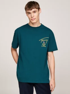 T-Shirty*Tommy Hilfiger T-shirt Z Logo Z Podpisem Z Tyłu DEEP SEAWATER