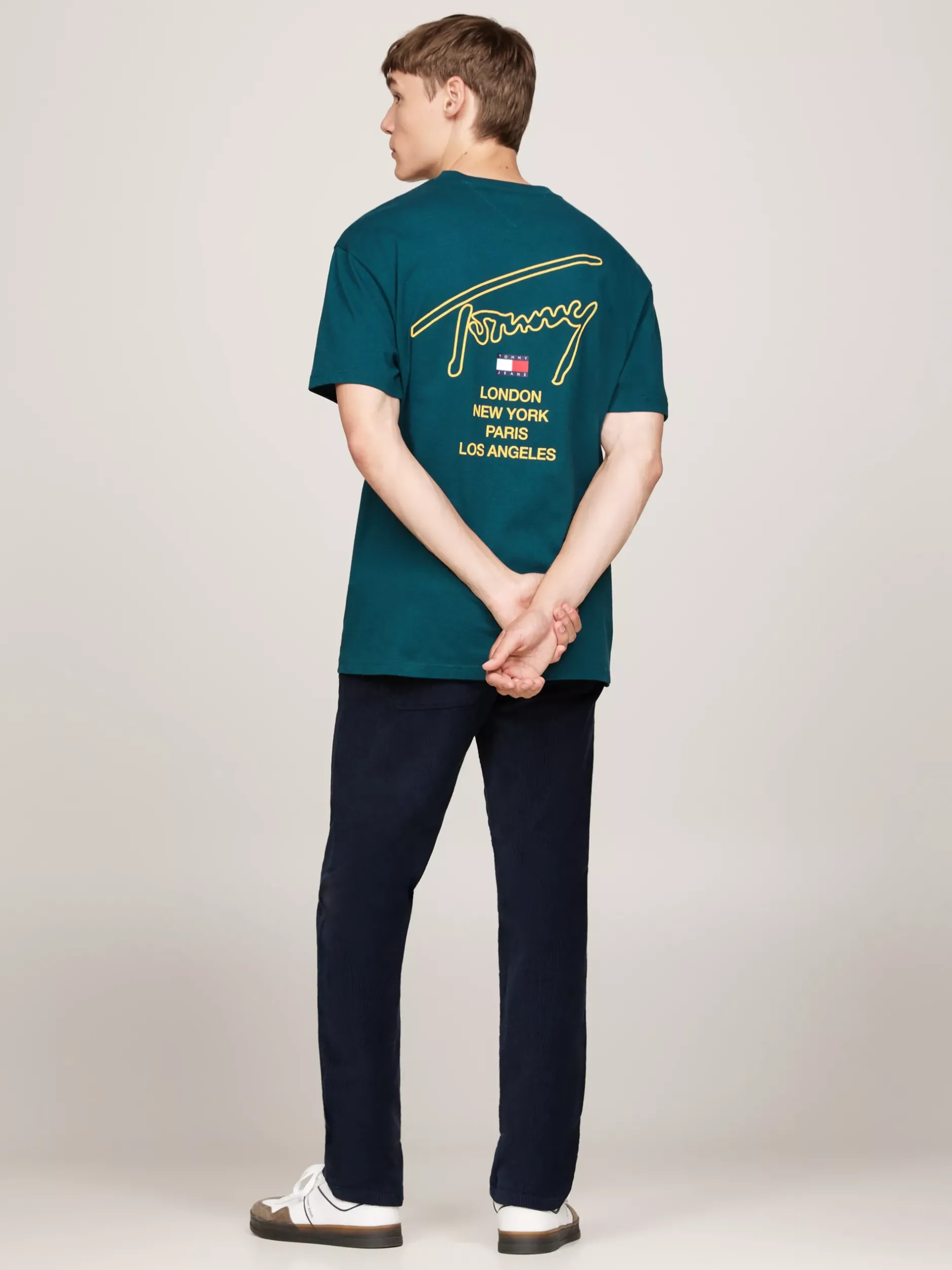 T-Shirty*Tommy Hilfiger T-shirt Z Logo Z Podpisem Z Tyłu DEEP SEAWATER