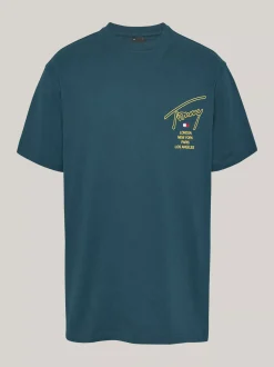 T-Shirty*Tommy Hilfiger T-shirt Z Logo Z Podpisem Z Tyłu DEEP SEAWATER