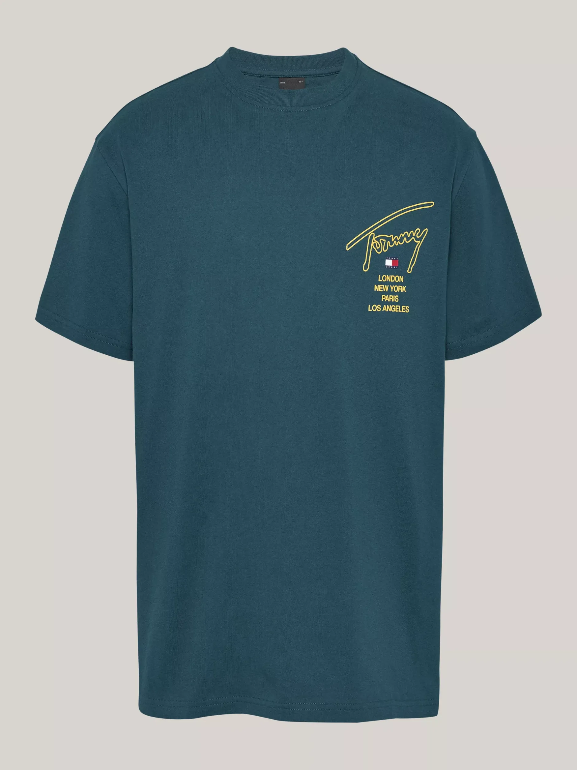 T-Shirty*Tommy Hilfiger T-shirt Z Logo Z Podpisem Z Tyłu DEEP SEAWATER