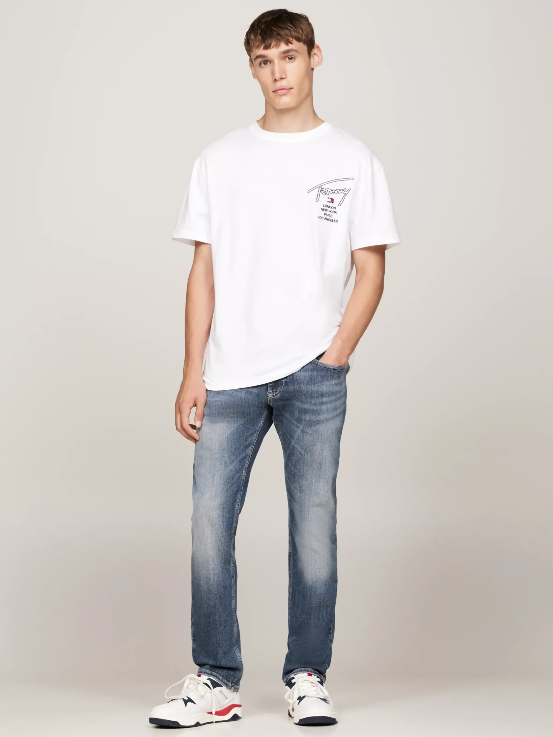 T-Shirty*Tommy Hilfiger T-shirt Z Logo Z Podpisem Z Tyłu WHITE