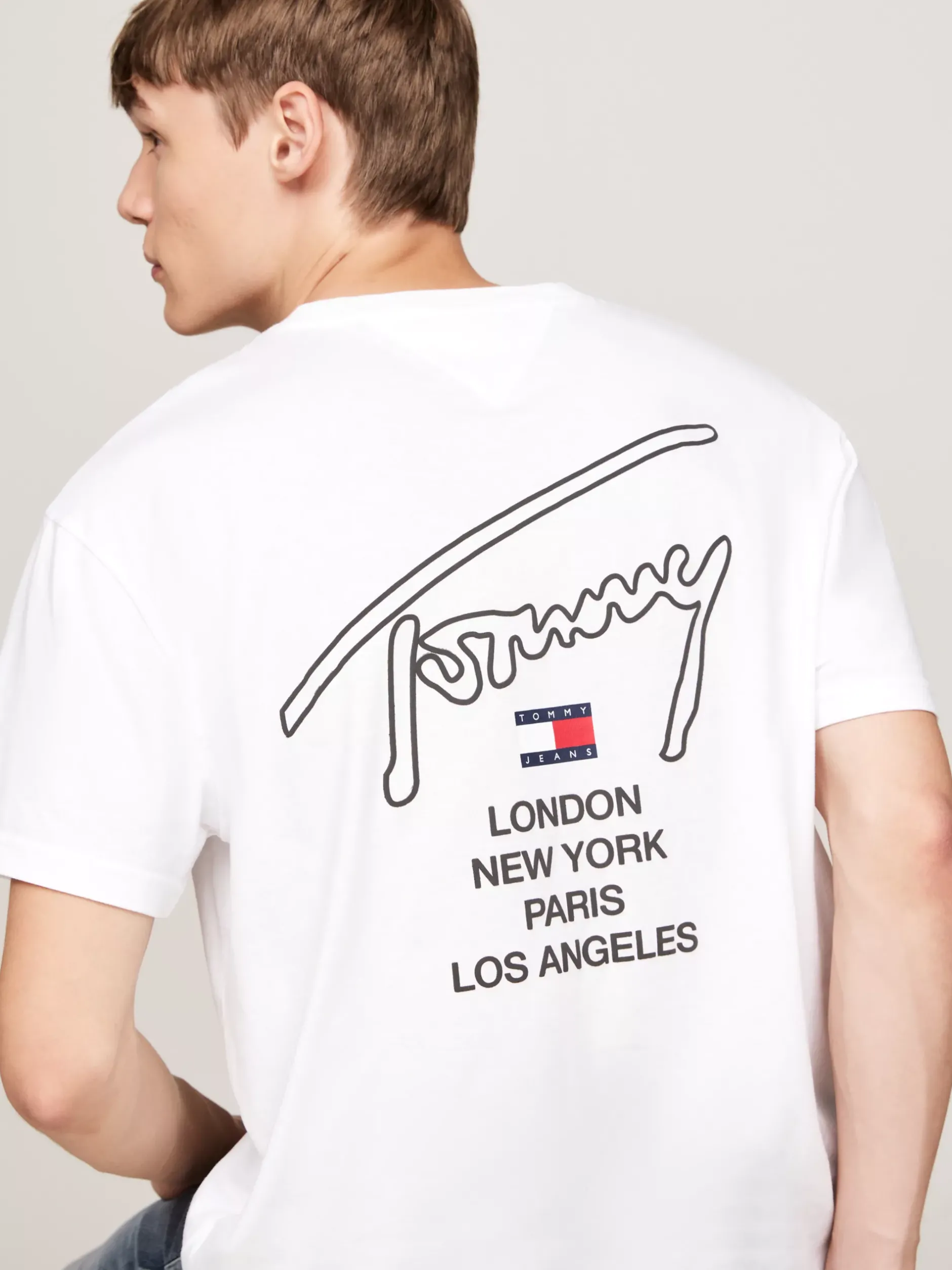 T-Shirty*Tommy Hilfiger T-shirt Z Logo Z Podpisem Z Tyłu WHITE