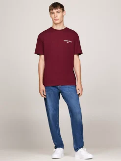 T-Shirty*Tommy Hilfiger T-shirt Z Logo Z Tyłu DEEP ROUGE